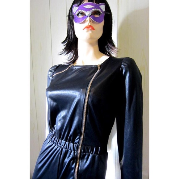 Vintage Pants - MEOW Sexy VTG Cat-Girl Black Zippered Catsuit wOw!